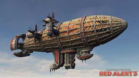 Kirov Airship | C&C Red Alert 3 Minecraft Map Minecraft Airship Dock, Minecraft Blimp, Minecraft Airship, Minecraft Spaceship, Apocalypse Tank, Minecraft Industrial, Minecraft Armor, Steampunk Ship, Minecraft Steampunk