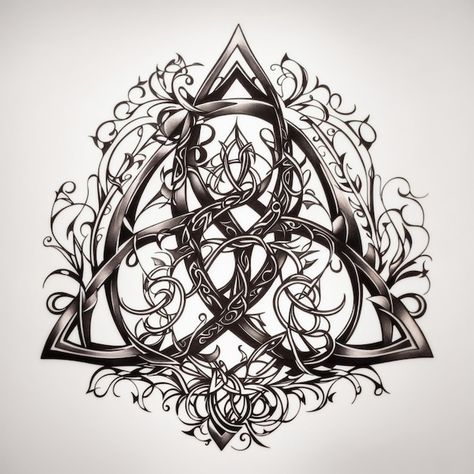 Wiccan Moon Tattoo, Triscalian Tattoo, Triquetra Tattoo Design, Witch Knot Tattoo, Triple Goddess Tattoo Design, Celtic Art Tattoo, Celtic Tattoo For Women Irish, Viking Tattoos For Women, Saxon Tattoo