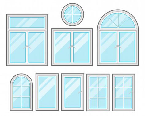 Windows flat cartoon set isolated on white background Premium Vector | Premium Vector #Freepik #vector #background #frame #wood #house Window Background Drawing, Animated Window, Window Cartoon, Cute Window Illustration, Window Vector, Window Vector Illustration, Building With Windows Illustration, Window Clipart, Cartoon Template