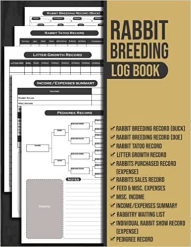 Rabbit Breeding Log Book: Rabbitry Management Logbook | Pedigree Chart, Buck & Doe Records, Breeding, Medical, Tattoo, ... Income/Expenses | Rabbit ... | Rabbit Information Book For Rabbit Breeders: Danom, jarven: 9798818609652: Amazon.com: Books Rabbit Breeding Records, Rabbitry Setup, Rabbit Pedigree, Rabbit Breeding, Rabbit Information, Farm Tips, Animal Breeding, 4h Projects, Jack Fruit