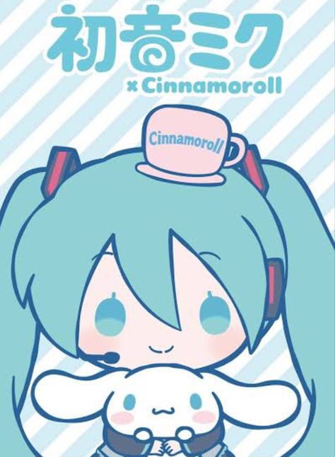 Hatsunemoroll Hatsune Miku Chibi, Miku Chibi, Miku Hatsune Chibi, Miku Chan, Miku Hatsune Vocaloid, Vocaloid Characters, Roblox T-shirt, Cinnamon Roll, Sanrio Characters