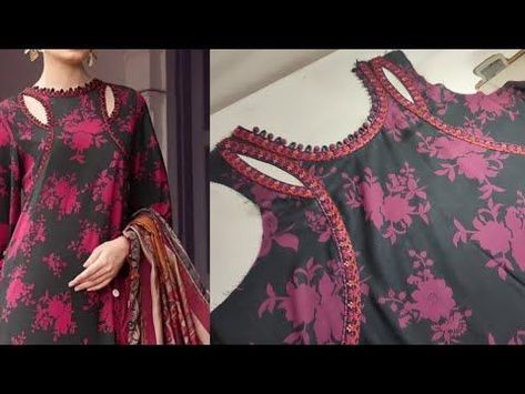 New Dezainn Dress, Selves Design For Clothes, Clothes Neck Design, Trendy Neckline Designs, Fancy Neck Designs For Dresses, Cute Neck Design, New Designer Dresses 2023, Neck Sleeves Designs, Stylish Neck Designs For Suits Pakistani