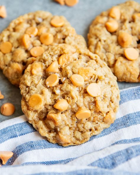 The combination of chewy oatmeal and butterscotch chips in these Oatmeal Scotchies is one of my favorites. These cookies are loaded with Butterscotch Chip Cookies, Best Cookie Recipe Ever, Oatmeal Scotchies, Oatmeal Butterscotch Cookies, Chocolate Chip Oatmeal Cookies, Butterscotch Cookies, Best Christmas Desserts, Oatmeal Cookie Recipes, Cinnamon Brown