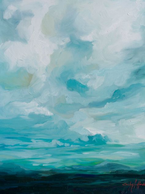 Emily Jeffords, Art Amour, Oil Landscape, Cloud Painting, Art Et Illustration, Painting Reproductions, Oil Painting Landscape, Art Paint, Abstract Landscape