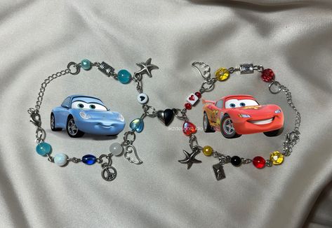 Mcqueen Y Sally, Lightning Mcqueen And Sally, Mcqueen And Sally, Bracelets Couple, Magnetic Bracelets, Beads Bracelets, Couple Bracelets, Matching Bracelet, Lightning Mcqueen