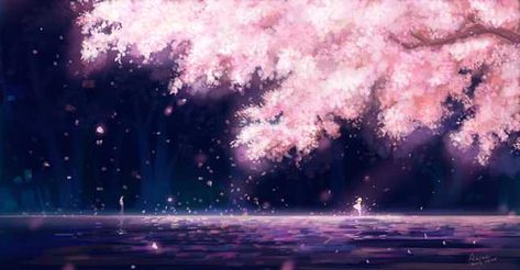 Your Lie In April - Wallpaper Dump - Imgur Cherry Blossoms Illustration, Anime Body, Your Lie In April, Sakura Tree, Anime Gifs, Tree Drawing, Fantasy Art Landscapes, 판타지 아트, Anime Scenery Wallpaper