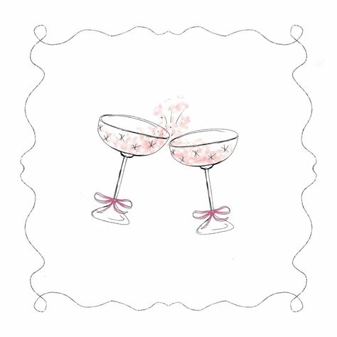 Cheers 🥂 hand drawn Champagne Coupe illustration for a custom wedding stationery suite. Wedding invitations-save the dates Birthday Pubmat, Cheers Illustration, Appa Embroidery, Things To Sketch, Journal Things, Wedding Stationery Suite, Party Invite Design, Custom Wedding Stationery, Wedding Illustration