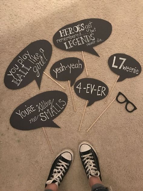 Sandlot party photo props Sandlot Decorations, Sandlot Birthday Party Decorations, The Sandlot Party, Sandlot First Birthday Party, Sandlot Trunk Or Treat, Sandlot Themed Birthday Party, Sandlot Birthday Party, Sandlot Party, Sandlot Birthday