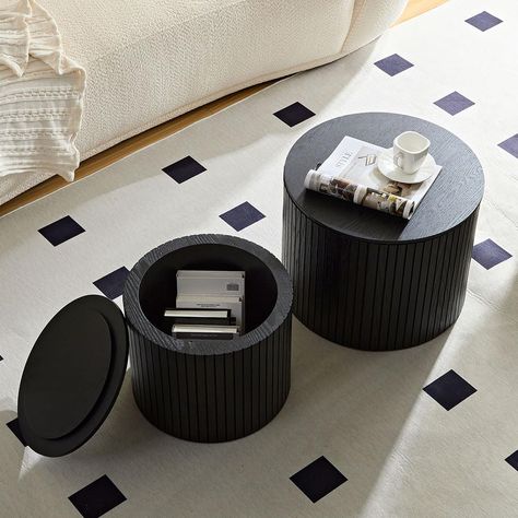 PRICES MAY VARY. ★【Nesting 2set Design】 -The black round coffee table sets consists of one Coffee table (Φ 19.17 x H 14.96 inch) and one small table (Ø 15.23 x H 12.59inch) ★【Various Functions】 -This nesting tables are small coffee table, it can also be a side table, and it can also be placed at the bedside as a bedside table. It is also particularly suitable as a product display rack. ★【No Assembly 】 -This round coffee table comes ready to be used. no assembly required. It’s easy to care for an Small Circle Coffee Table, Round Black Side Table, Small Modern Coffee Table, Small Black Coffee Table, Small Living Room Coffee Table, Black Accent House Decor, No Coffee Table Living Room, Amazon Coffee Table, Small Coffee Tables For Small Spaces