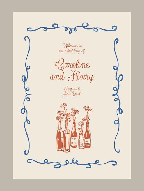 Vector elegant anniversary dinner invita... | Premium Vector #Freepik #vector Wedding Anniversary Illustration, Aesthetic Invitations, Invitations Aesthetic, Wedding Presentation, Bachelorette Invites, Wine Vector, Ticket Party Invitations, Wedding Invatations, Book Editorial Design