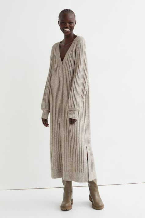 29 Expensive-Looking Dresses Under $99 | Who What Wear Knitted Dress Outfit, Hm Outfits, Cos Dress, H M Outfits, Modest Dresses Casual, Dresses Casual Winter, Calf Length Dress, Cashmere Dress, Feminine Chic