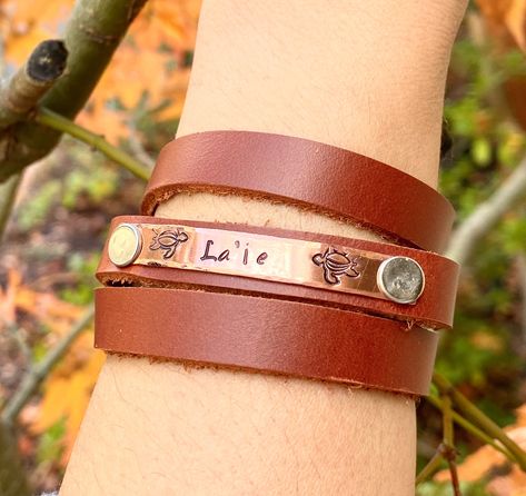 Egyptian Bracelet, Hawaiian Bracelets, Sand Dollar Necklace, Bracelet Quotes, Personalized Leather Bracelet, Bracelets With Meaning, Brown Leather Bracelet, Hawaiian Jewelry, Stamped Bracelet