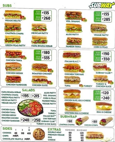 Subway, Hinjawadi, Pune menu Subway Salad Ideas, Subway Menu Board, Subway Menu Sandwiches, Subway Sandwich Ideas, Best Subway Sandwich, Subway Salad, Subway Menu, Cafe Menu Ideas, Veg Sandwich