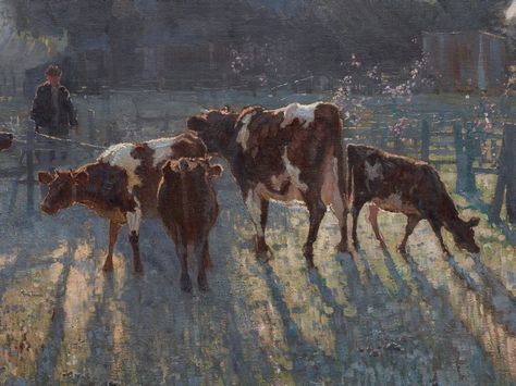 Alternate image of Spring frost by Elioth Gruner Morning Frost, Australian Painters, Cow Painting, Painting People, Rustic Art, Poster Printable, Art Programs, Home Poster, Nature Wall