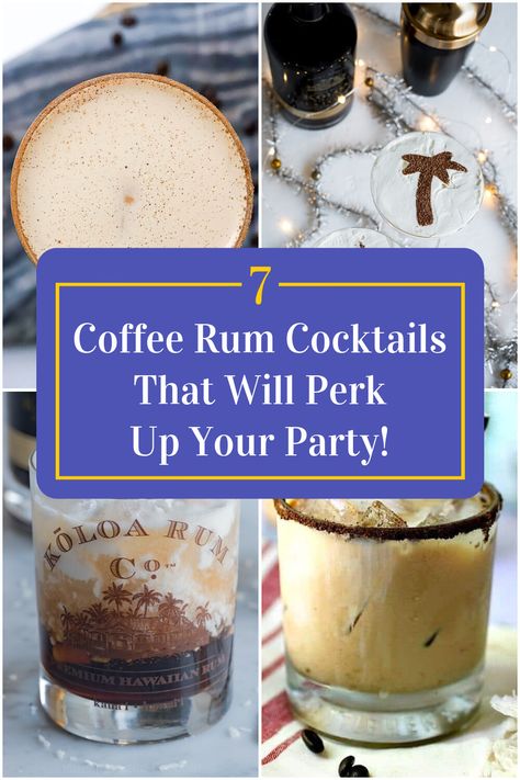 Collage of 4 coffee rum cocktails. Frozen Cocktails Rum, Spiced Rum Coffee Drinks, Rum And Coffee Drinks, Rum Coffee Cocktail, Rum Coffee Drinks, Coffee Rum Cocktails, Coffee Alcoholic Drink, Spiced Rum Recipes, Cocktails With Malibu Rum