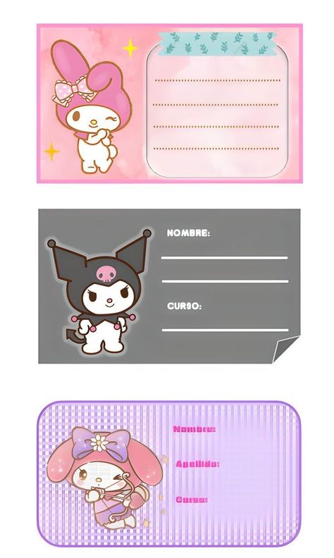 Kuromi Friendship Card, My Melody And Kuromi Stickers Printable, Kuromi Label Printable, My Melody Subject Label, My Melody Name Tag, Kuromi Name Tag, Kuromi Stickers Printable, Kuromi Y Melody, Kuromi Sticker