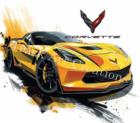 C7 Chevrolet Corvette Car Concept Wall Art for Large Canvas Painting, Vintage Auto Decor for Garage, Classic Car Enthusiast Gift, Collectible Wall Hanging Car Artwork Corvette, Canvas Painting Vintage, Concept Wall, Corvette Art, Corvette Car, Cartoon Cars, Chevrolet Corvette C7, Car Concept, Large Canvas Painting