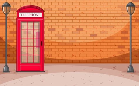 Brick wall street scene with telephon bo... | Free Vector #Freepik #freevector #phone #cartoon #telephone #lamp Cartoon Telephone, Telephone Lamp, Gym Building, Phone Cartoon, Usa Street, Street Background, Building Modern, Architecture Set, Modern Skyscrapers