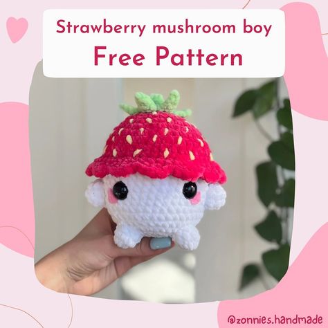 🍓STRAWBERRY MUSHROOM BOY FREE PATTERN 🍓 Many of you have been asking me to release the strawberry version of my original big mushroom boy… | Instagram Amigurumi Donut, Big Mushroom, Boy Instagram, Crochet Valentine Patterns, Crochet Plushies, Crochet Mushroom, Quick Crochet Patterns, Crochet Animals Free Patterns, Crochet Shop