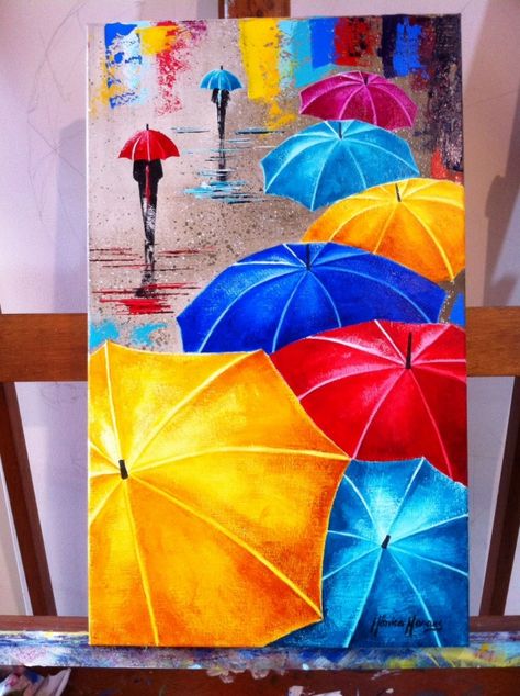 Colourful Canvas Painting Acrylics, Umbrella Canvas Painting, Colourful Acrylic Paintings, Abstract Painting Beginners, Acrylic Paint Canvas Easy Abstract Art, Umbrella Painting Acrylic, Acrylic Painting Ideas On Canvas Abstract Art Inspiration, Umbrella Painting Ideas, Umbrella Art Painting