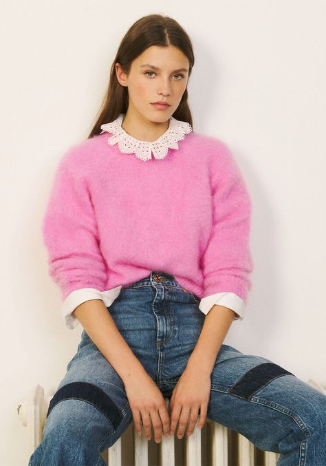 21 Pink Jumpers To Buy Now | sheerluxe.com Pink Jumper Outfit, Mohair Knit Sweater, Mohair Sweater Knit, Pull Rose, Light Pink Sweaters, Jumper Outfit, Hot Sweater, Pink Jumper, Mohair Knit