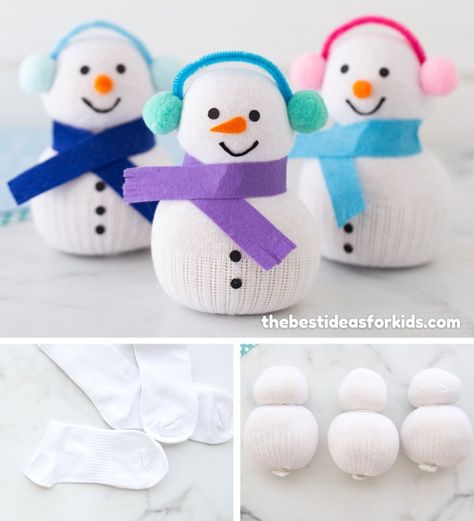 Snowman Sock, Sock Snowman Craft, Sock Curls, Snowman Baby, December Activities, Sock Snowman, Sock Puppets, Diy Socks, Sock Crafts