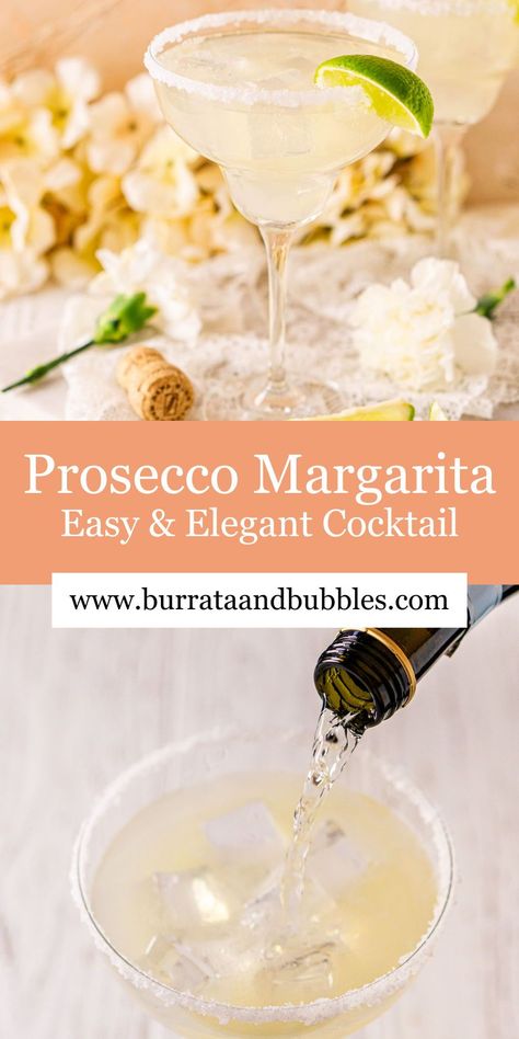 Brunch Margaritas, Prosecco Margarita, White Margarita, Champagne Margarita Recipe, Fancy Cocktails Recipes, Sparkling Margarita, Champagne Margaritas, Bubble Recipe, Happy Hour Food