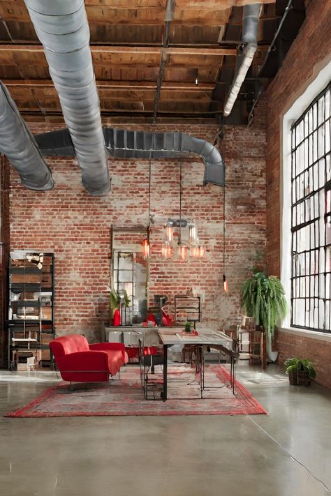 An industrial-style loft with untreated brick walls, metal beams, and a mix of vintage, eclectic furnishings with red accents.

#homeinspo #homedecor #interiordesign #home
#homedesign

Disclaimer: AI generated image. Content is intended for entertainment and inspiration, not to deceive or spread misinformation. Exposed Brick Salon Spaces, Exposed Brick Walls Living Room, Loft Brick Wall, Industrial Warehouse Home, Exposed Brick Loft, Loft Airbnb, Brick Wall Interior, Industrial Style Loft, Brick Wall Living Room