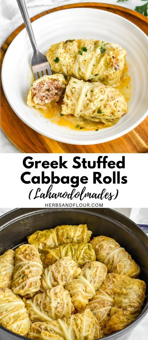 Stuffed Cabbage Pie, Rolled Cabbage Recipe, Greek Cabbage Rolls, Greek Stuffed Cabbage Rolls, Stuff Cabbage Rolls Recipes, Stuffed Cabbage Rolls Easy, Cabbage Rolls Recipe Easy, Olympic Dinner, Healthy Cabbage Rolls