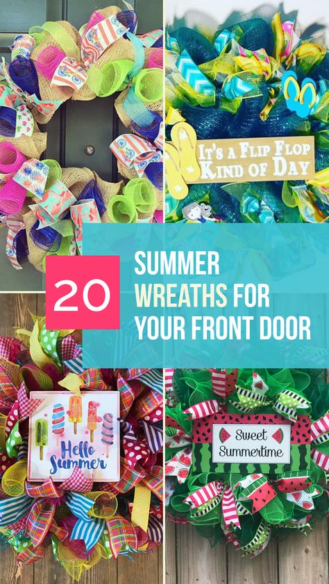 Summer Mesh Wreaths For Front Door, Wreaths For Spring And Summer, Summer Deco Mesh Wreaths Diy, Wreath Board Wreaths, Cute Wreaths, Summer Wreaths For Front Door Diy Dollar Stores, Summer Door Wreaths Diy, Diy Summer Wreaths For Front Door, Spring Wreath For Front Door Diy Easy