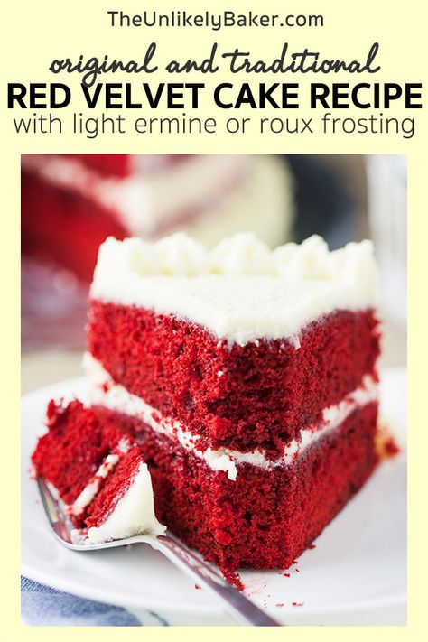 Red Velvet Cake Frosting, Homemade Red Velvet Cake, Southern Red Velvet Cake, Best Red Velvet Cake, Ermine Frosting, Bolo Red Velvet, Red Velvet Cake Recipe, Velvet Cake Recipes, Red Velvet Cake Mix