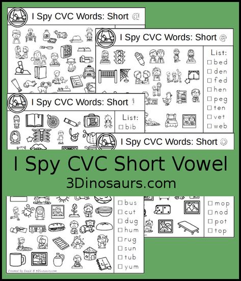 Short E And I Activities, Short Vowel Review, I Spy Cvc Words Free, Kindergarten Blends, Homeschool Halloween, Short I Worksheets, Vowel Sounds Activities, Classic Classroom, Consonant Vowel Consonant Words