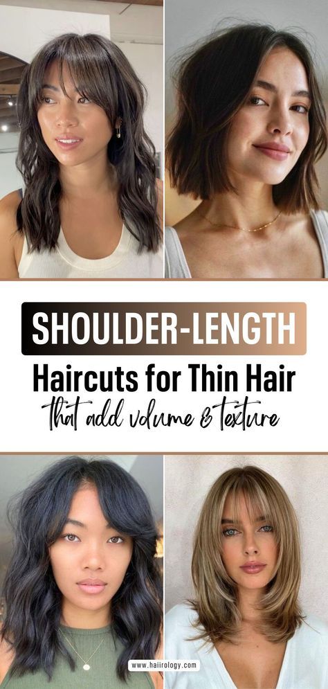 Haircut Asian Women Medium, Women’s Shoulder Length Hair, Mid Length Thinning Hair Styles, Thinning Hair Cuts For Women Medium, Below Shoulder Length Haircut, Medium Cut For Thinning Hair, Just Below Shoulder Length Hair Haircuts, Right Below Shoulder Length Hair, Shoulder Length Haircut 2024