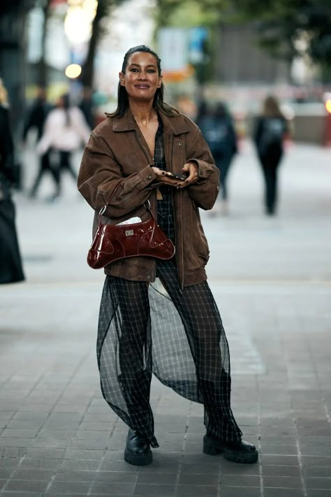 Sheer Patchwork, 2024 Street Style, London Fashion Week Street Style, London Street Style, Street Style Trends, Cool Jackets, September 2024, Style Trends, Fashion Week Street Style