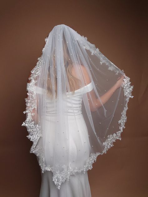 Elbow Veil, Veil For Bride, Rhinestone Veil, Lavender Wedding Theme, Veil With Lace, Lace Cathedral Veil, Lace Veils Bridal, Veils Bridal, Fingertip Veil