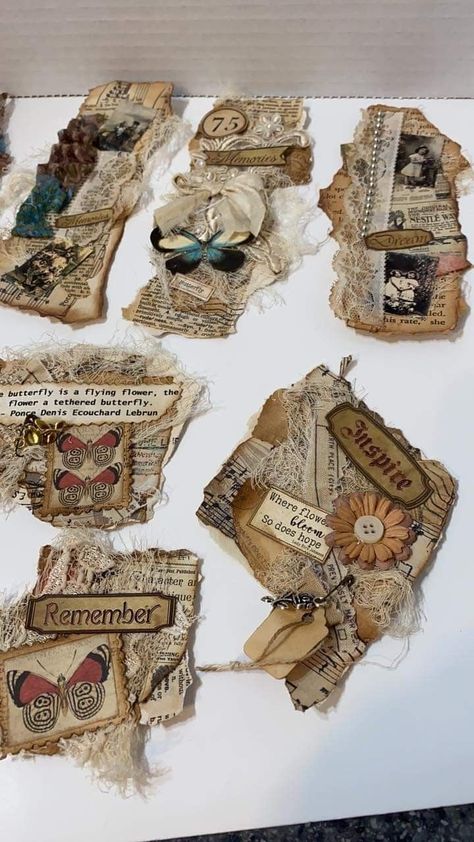 Journal Clusters, Ephemera Ideas, Paper Bag Books, Homemade Journal, Journal Crafts, Handmade Journals Diy, Scrapbook Tags, Junk Journal Embellishments, Journal Elements