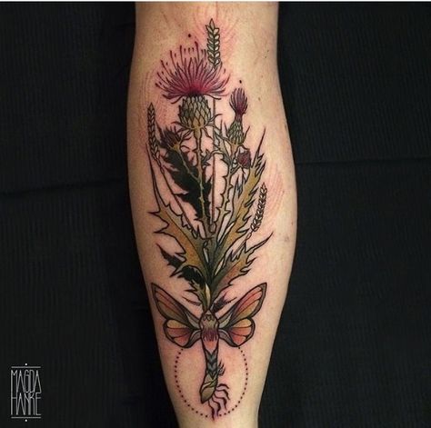 Bird Of Paradise Tattoo, Scottish Tattoo, Scottish Tattoos, Thistle Tattoo, Cosmic Tattoo, Paradise Tattoo, Blue Thistle, Underboob Tattoo, 3d Tattoos