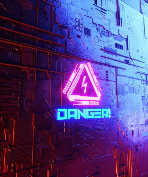 DANGER. Cyberpunk Neon Sign, Danger Sign Aesthetic, Casual Castle, Sci Fi Aesthetic, Debut Photoshoot, Football Game Outfit, Cyberpunk Aesthetic, Area 51, Cute Krishna