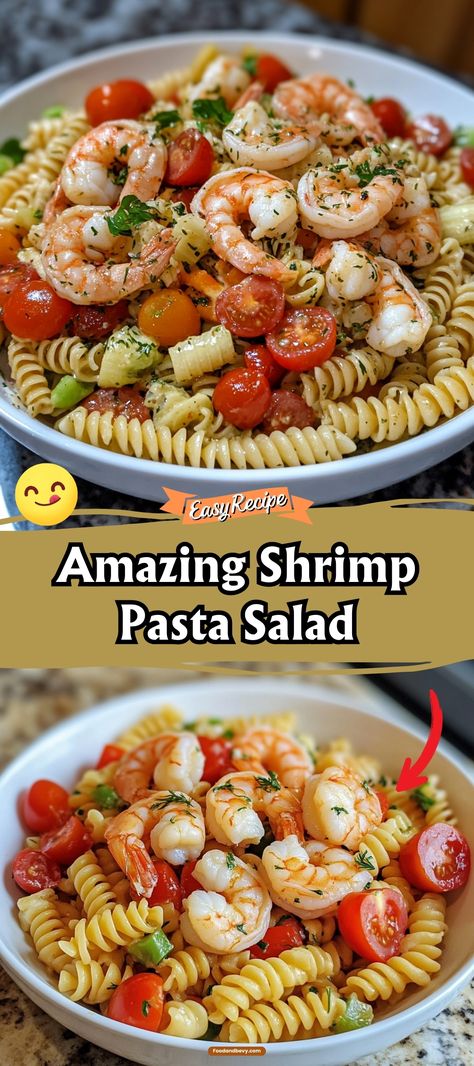 Enjoy the flavors of the sea with the Amazing Shrimp Pasta Salad. This dish combines tender shrimp, al dente pasta, and a medley of fresh veggies, all tossed in a light and creamy dressing. It’s perfect for a quick dinner or a festive addition to any potluck. #ShrimpPastaSalad #SeafoodSalad #PotluckFavorites Creamy Shrimp Pasta Salad, Shrimp Pasta Salad With Italian Dressing, Shrimp Pasta Salad Recipes Cold, Shrimp Pasta Salad Recipes, Cold Shrimp Pasta Salad, Pasta Salad With Shrimp, Healthy Lunch Options, Seafood Pasta Salad, Healthy Pasta Salad Recipes