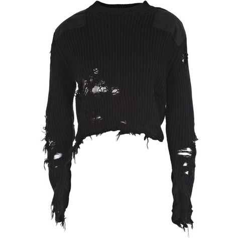 Yeezy Distressed Sweater ❤ liked on Polyvore featuring tops, sweaters, destroyed sweater, ripped sweaters, distressed sweater, ripped tops and torn sweater Yeezy Sweater, Yeezy Season 3, Alt Clothes, Yeezy Season, Distressed Sweaters, Estilo Punk, Alt Fashion, Gothic Outfits, Alternative Outfits