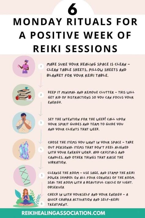 Monday Rituals for Reiki Practitioners Reiki Business Ideas, Reiki Business, Reiki Therapy, Reiki Training, Chakra Health, Learn Reiki, Reiki Healer, Reiki Symbols, Reiki Practitioner