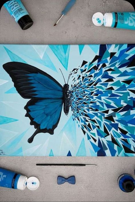 فن الرسم بالمسامير, Butterfly Art Painting, Canvas For Beginners, Cute Canvas Paintings, Easy Canvas Painting, Art Daily, Painting Art Lesson, Small Canvas Art, Butterfly Painting