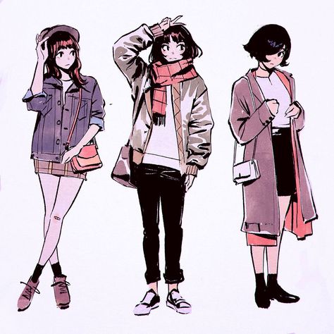 Official Post from Kuvshinov Ilya: Outfits from fashion magazines!My awesome patrons will get: - High-Res - Process Steps - PSD - Video Process of this piece at this week's rewards! Character Design Cartoon, Oc Inspiration, Outfits 2016, Boating Outfit, Mia 3, Drawing Clothes, Digital Watercolor, Character Outfits, Design Reference