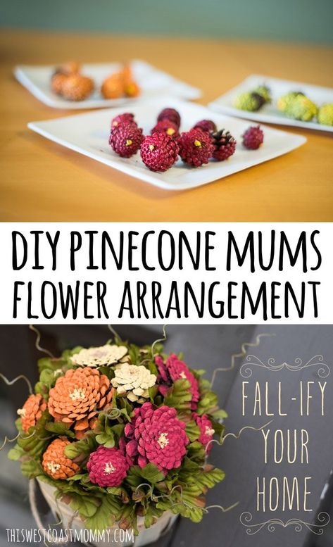 Pinecone Crafts Diy, Flower Arrangement Tutorial, Pinecone Projects, Pinecone Ideas, Pinecone Art, Božićni Ukrasi, Pine Cone Flowers, Pinecone Flowers, Christmas Primitive Crafts