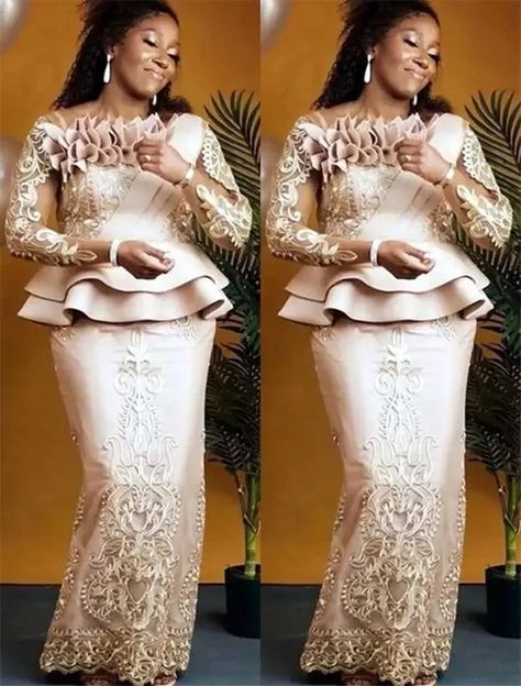 Mother Of Bride Dresses Long, Nigerian Lace Dress, Lace Dress Classy, Mother Of Bride Dresses, Dresses Long Sleeves, Nigerian Lace Styles Dress, Party Gown Dress, Nigerian Lace Styles, African Lace Styles