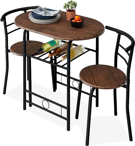 #amazonaffiliatelink #diningroomideas Dining Room Alternative Use Ideas, Holding Wine, Built In Wine Rack, Round Table And Chairs, Wooden Table And Chairs, Small Kitchen Tables, 3 Piece Dining Set, Table Bistrot, Wood Dining Room