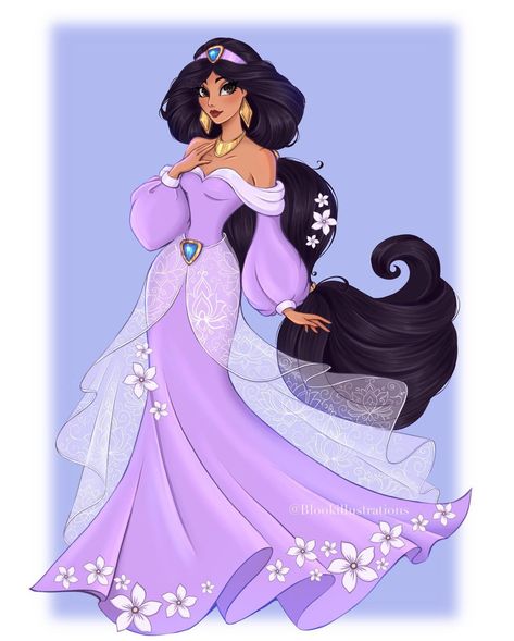 Jasmin Fanart, Princess Jasmine Fanart, Princess Jazmin, Jasmine Fanart, Princess Jasmine Art, Purple Jasmine, Caw Art, Princess Jasmine Dress, Little Mermaid Wedding