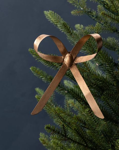 Brass Bow Clip Ornament | McGee & Co. Xmas Vibes, Bow Tree, Ribbon Tree, Bows Christmas, Wooden Spool, Holiday 2022, Happy Birthday Jesus, Christmas Idea, Faux Tree