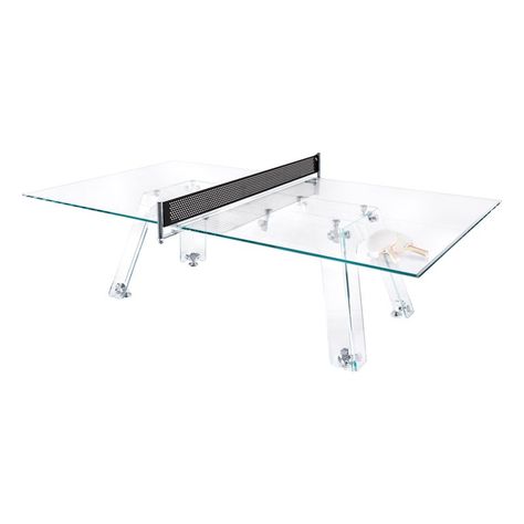 Lungolinea Chrome Edition Glass Ping Pong Table by Impatia | From a unique collection of antique and modern Game Tables at https://www.1stdibs.com/furniture/tables/game-tables/. Outdoor Ping Pong Table, Modern Game Tables, Clear Aesthetic, Meeting Room Table, Glass Pool, Game Tables, Pong Table, Game Table, Acrylic Table