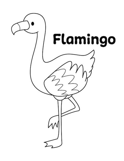 Flamingo Coloring Page - Little Bee Family Flamingo Preschool Activities, Flamingo Template Free Printable, Flamingo Coloring Page Free Printable, Coloring Pages Activities, Printable Flamingo, Starfish Colors, Flamingo Coloring Page, Zoo Animal Coloring Pages, Coloring Pages Easy